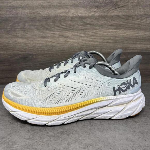 HOKA Clifton 8 Running Shoes Mens Size 9.5 Blue Orange Sneakers One One